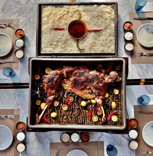 نص خروف مدخن ورق عنب